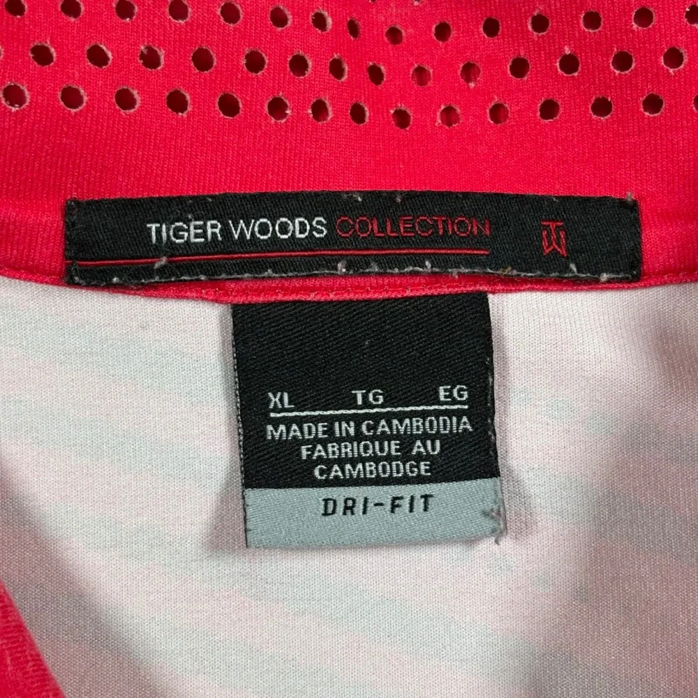 Nike Tiger Woods Collection Dri-FIT Golf Polo Shirt Red Black XL Geometric Print